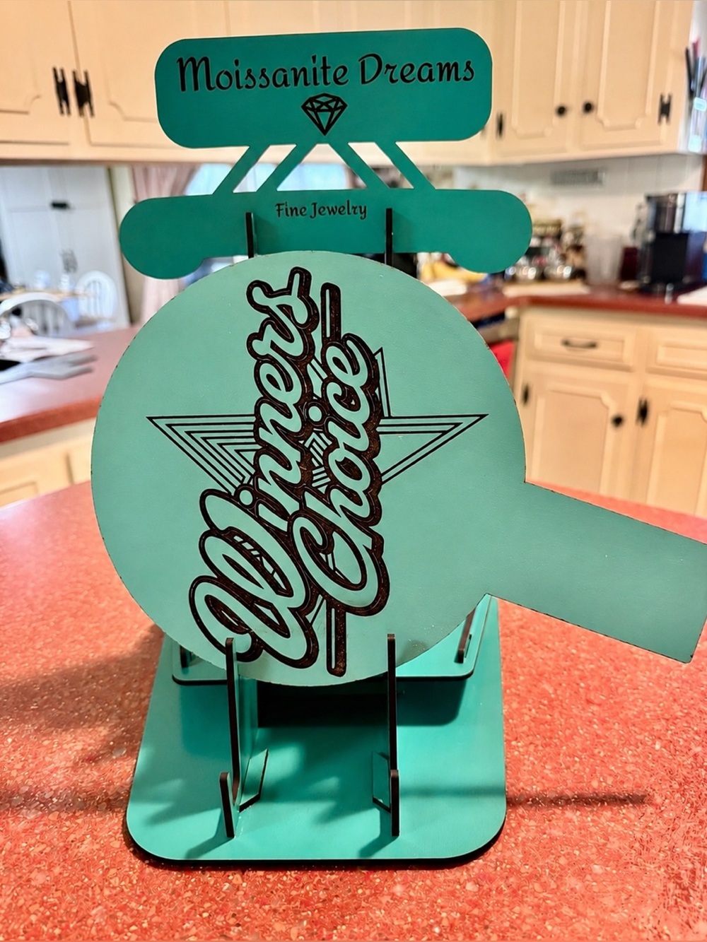 Hand crafted wood tiered sign holder made to order and customized